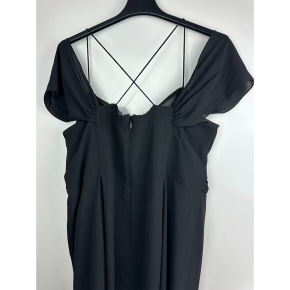City Chic Entwine Ruched Cold Shoulder Tulip Midi Dress Black Plus Size L 20 - Picture 8 of 14
